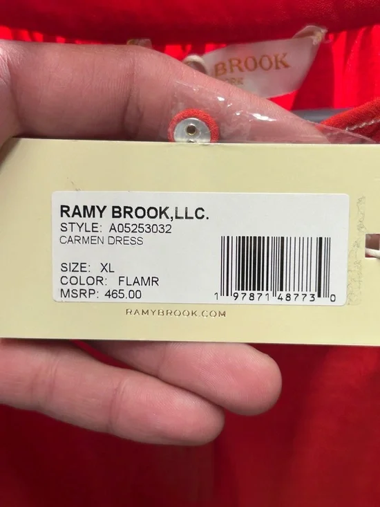 NWT Ramy Brook Carmen Midi Dress Flame Color Size XL - Picture 8 of 11